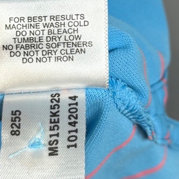 PETER MILLAR SUMMER COMFORT Golf Polo, Blue with Hot Pink Stripes, Size Medium - Picture 7 of 7